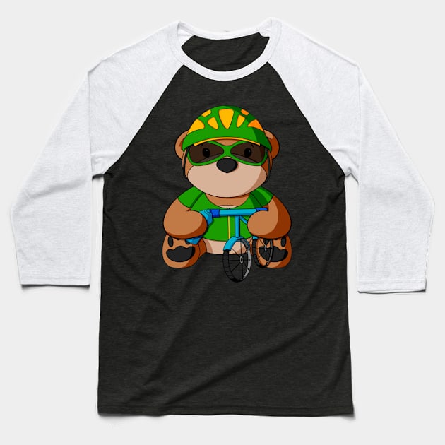 Biking Teddy Bear Baseball T-Shirt by Alisha Ober Designs